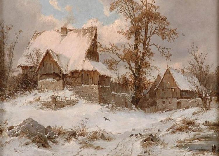 Karl Julius von Leypold Dorfansicht im Winter oil painting image